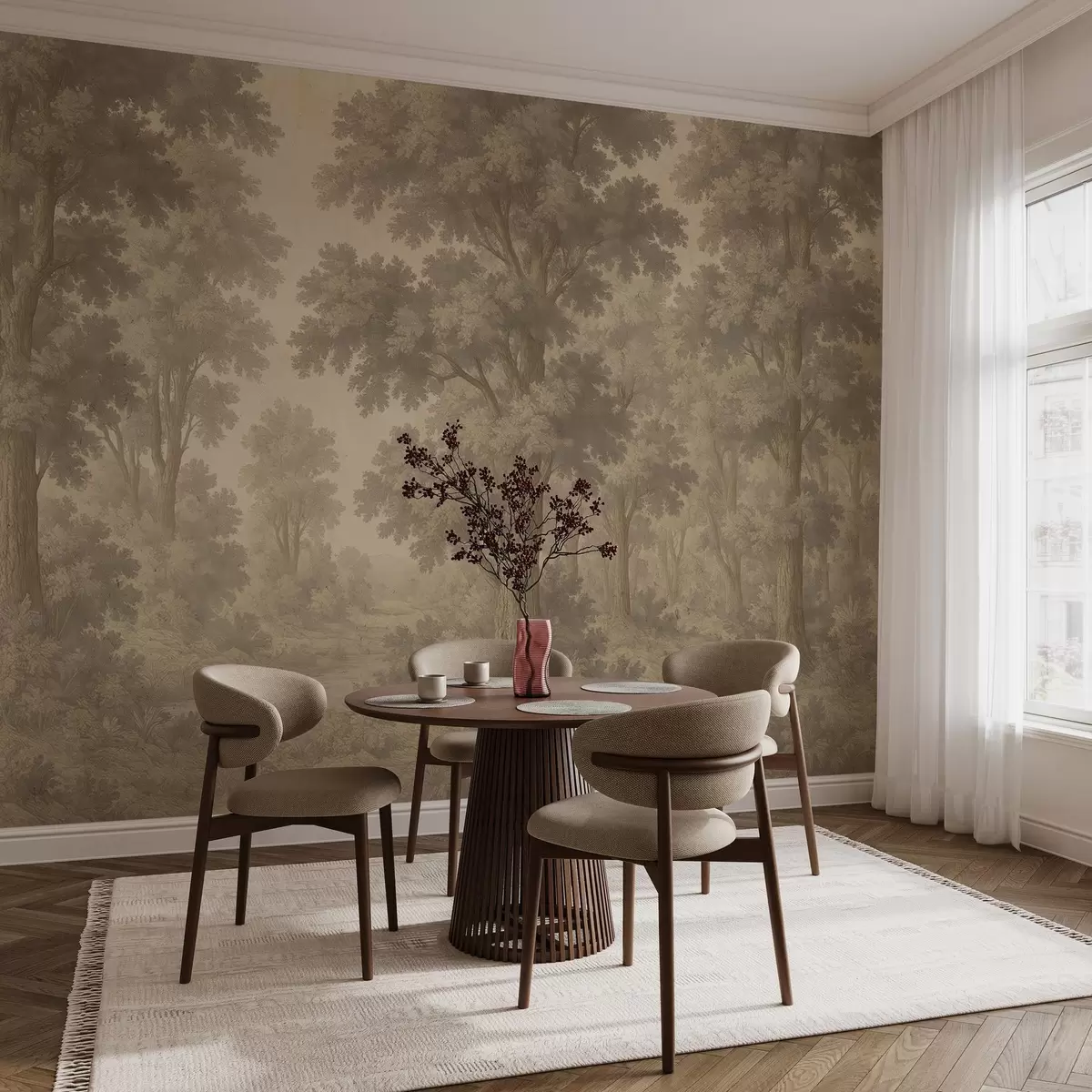 Fototapetes Mūsdienīgs meža attēls grunge stilā w03822v2