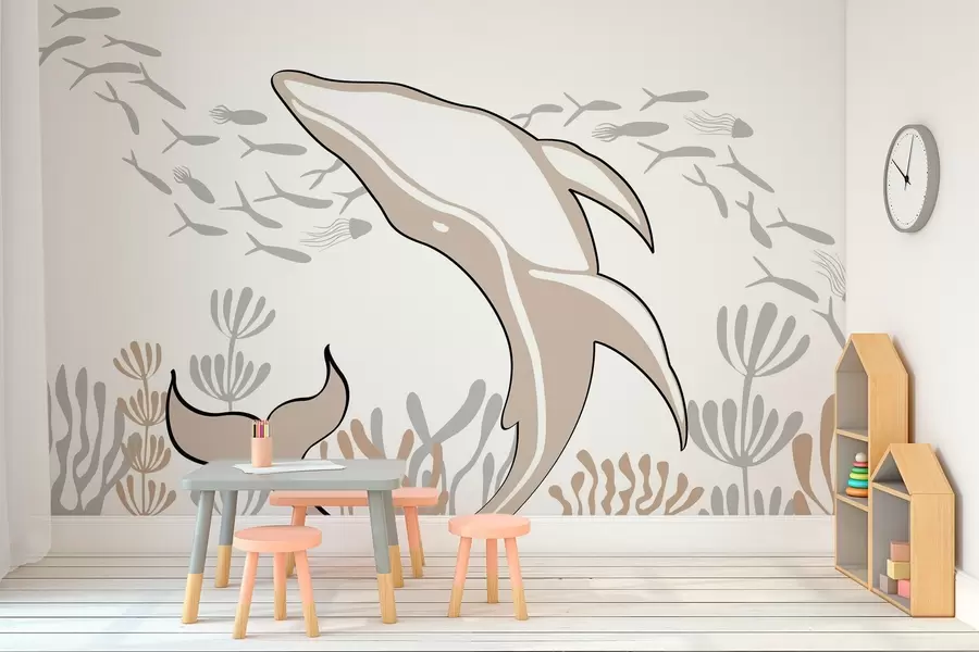 Fototapetes Vaļu starp zivīm w03853