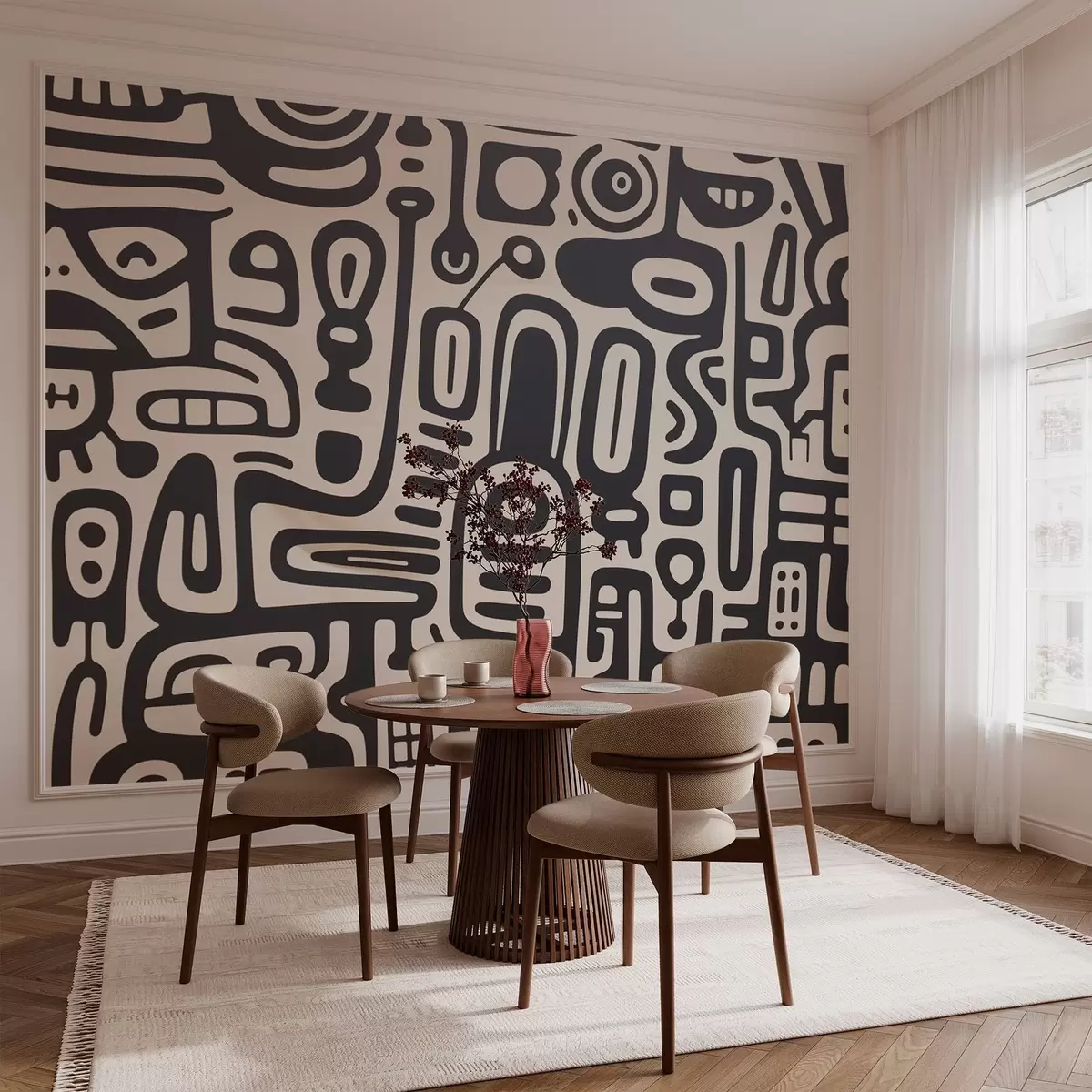 Fototapetes Pelēks grafiti uz bēša fona w03834