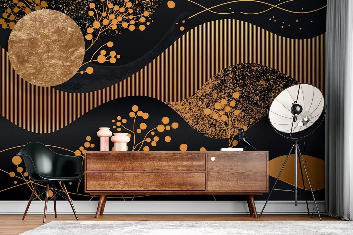 Fototapetes pasakaina zvaigžņota nakts abstraktā stilā w03764