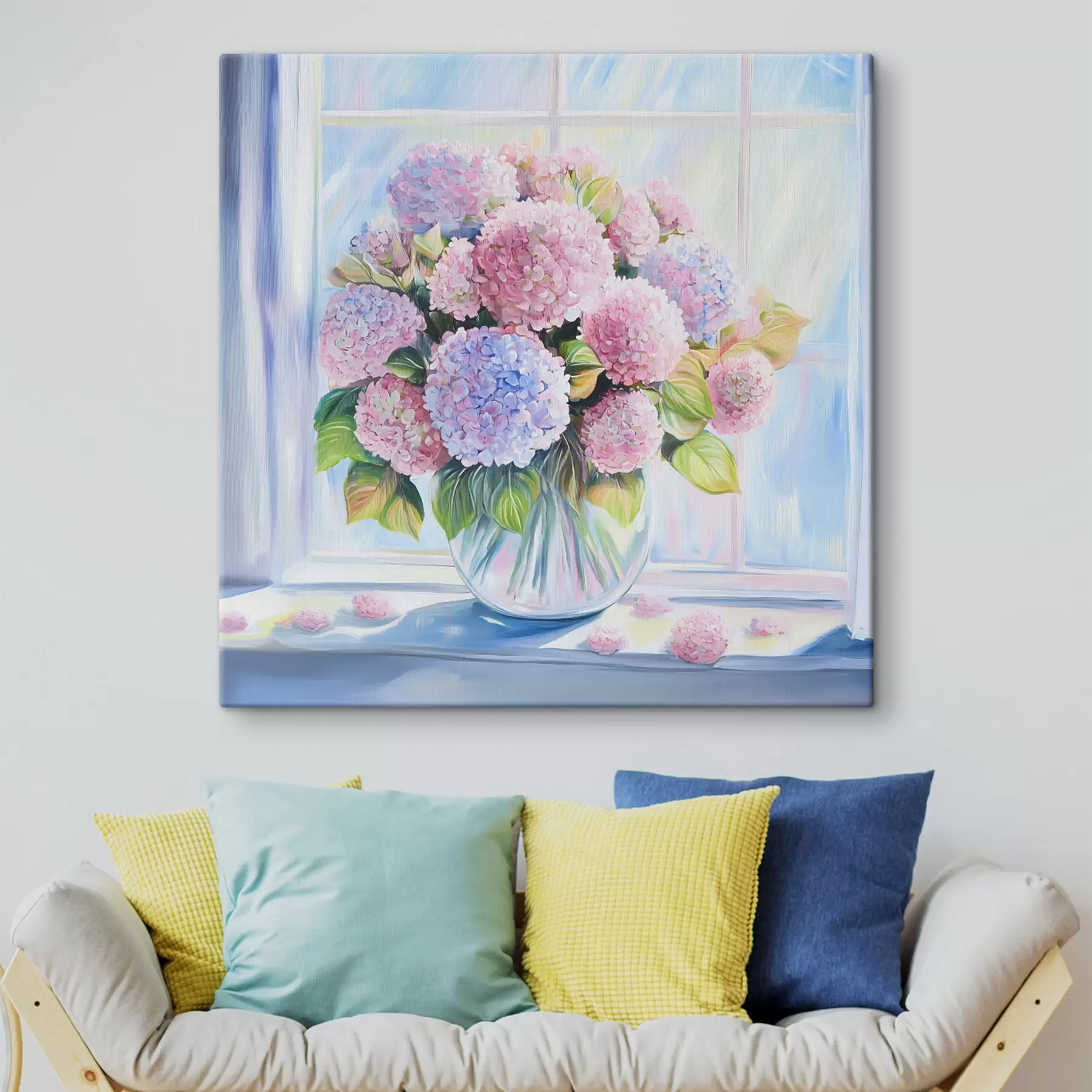 Fototapetes Puķu pušķis uz loga s44210