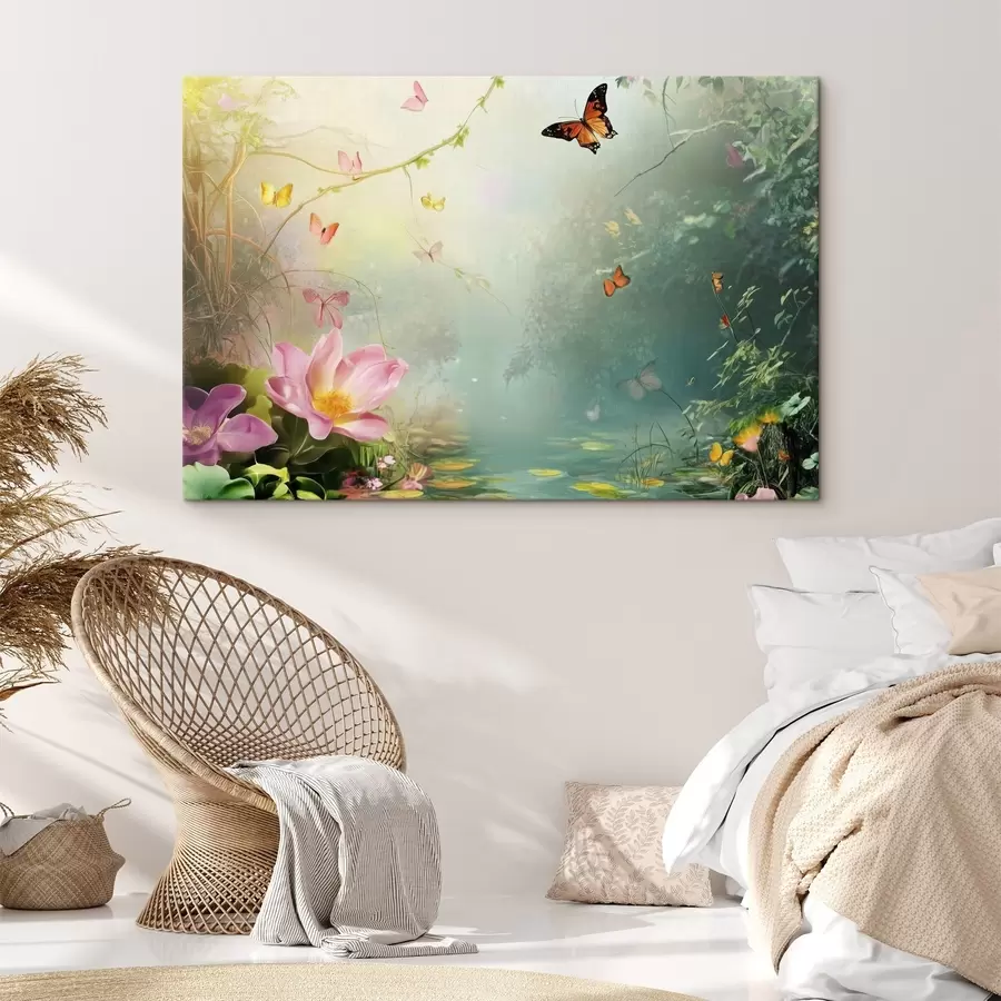 Glezna Ezers mežā zem kokiem s44216