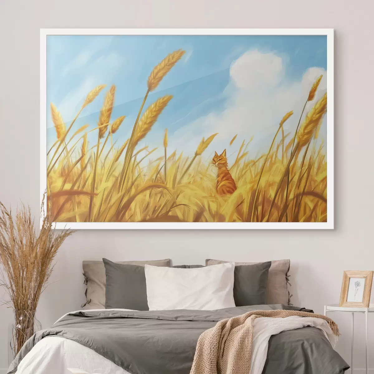Plakāts Kaķis laukā ar kviešu kātiem f44211