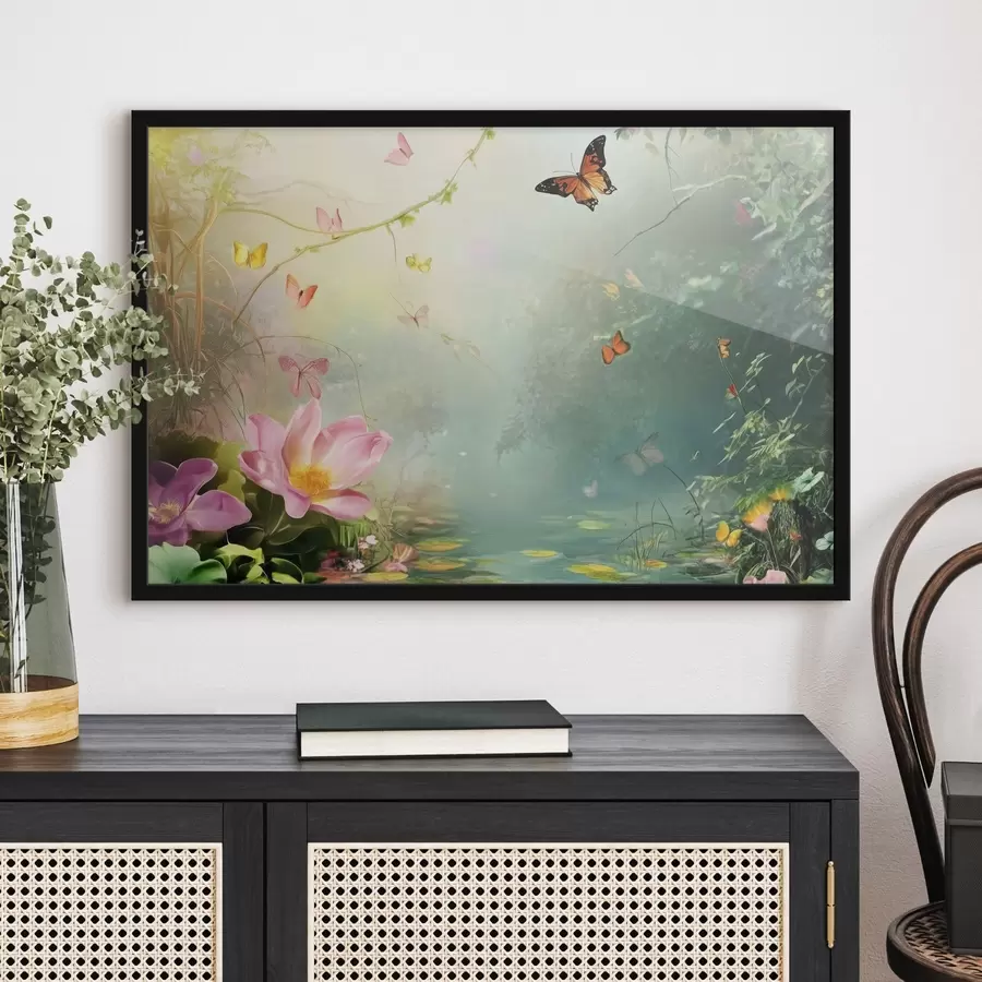 Fototapetes Ezers mežā zem kokiem f44216