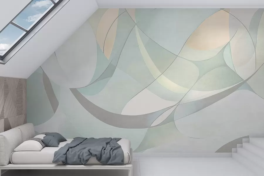 Fototapetes Ģeometriska abstrakcija, pieklusinātas dabas krāsas w03878