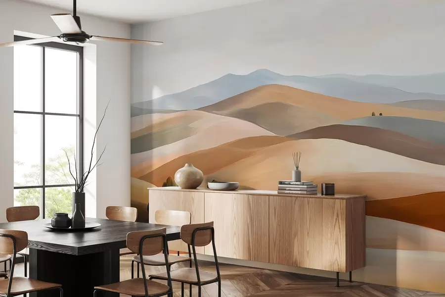 Fototapetes Ainavas ar kokiem, Toskāna, dabas krāsas, eļļas stils w03880