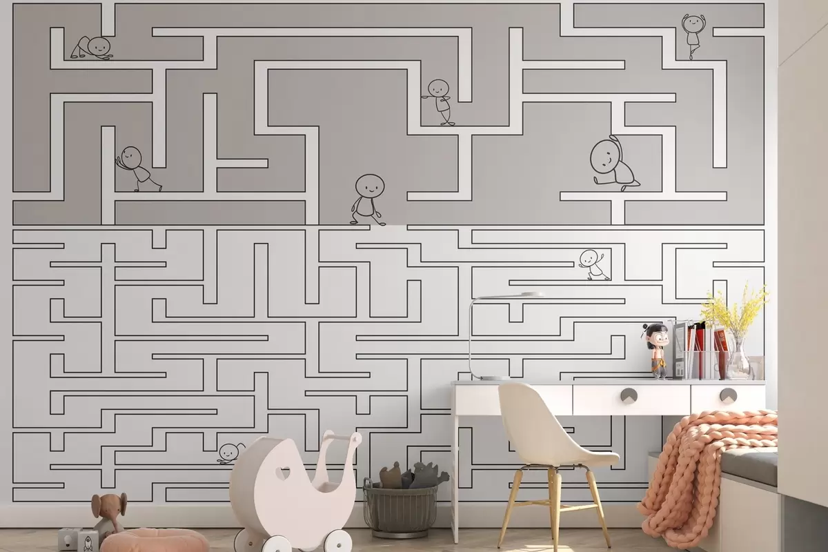 Fototapetes Labirints gaiši pelēkā un baltā krāsā w03873v5