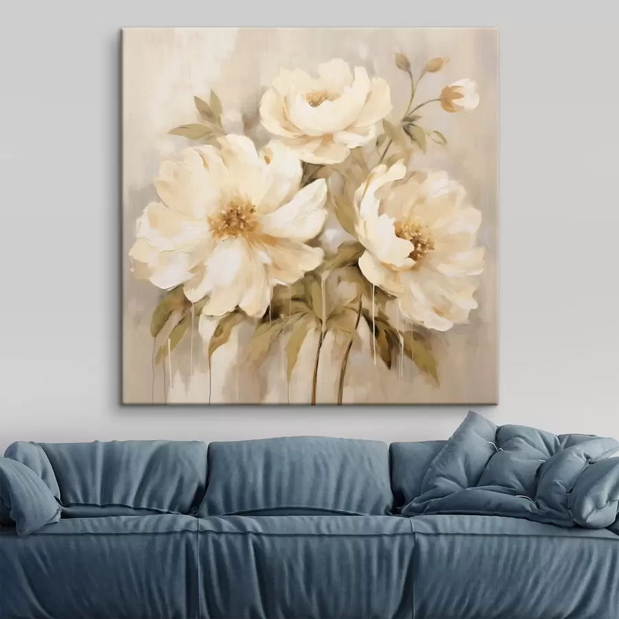 Glezna Ziedu kompozīcija ar baltām ziedlapiņām s44043