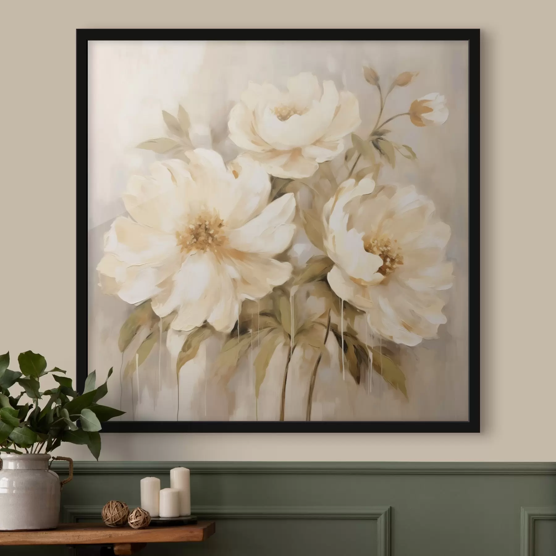 Fototapetes Ziedu kompozīcija ar baltām ziedlapiņām f44043