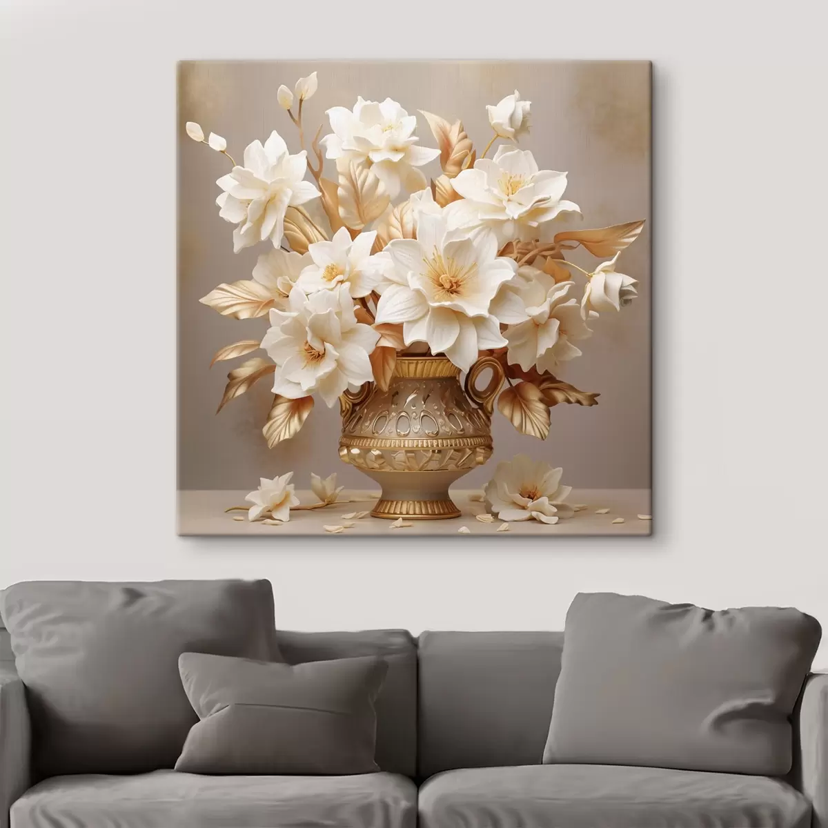 Glezna Maigs pušķis klasiskā vāzē reālisma stilā s44237