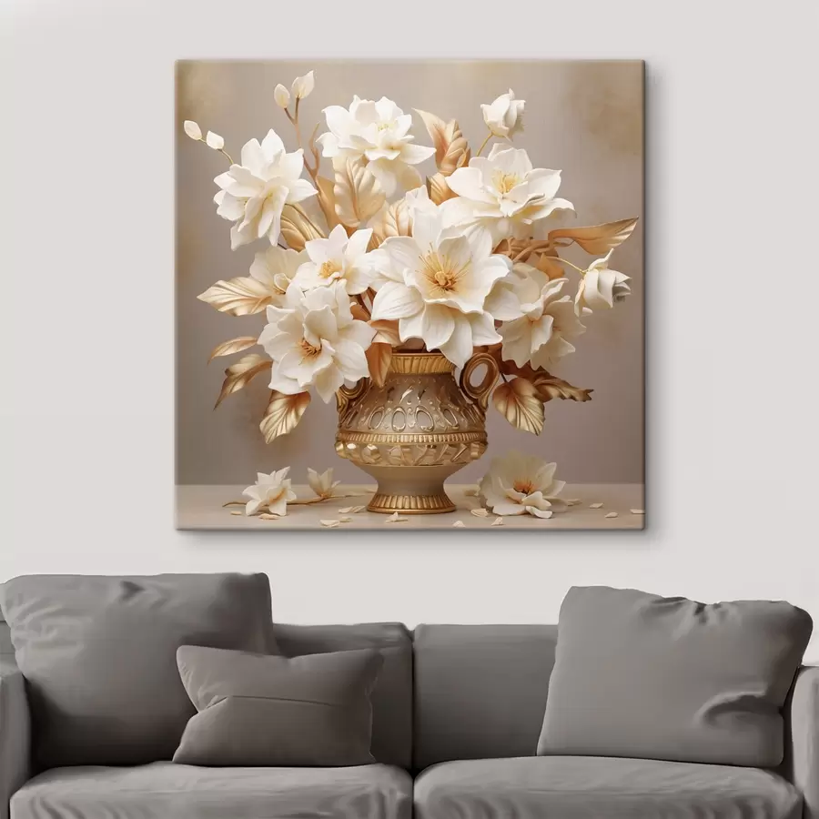 Glezna Maigs pušķis klasiskā vāzē reālisma stilā s44237