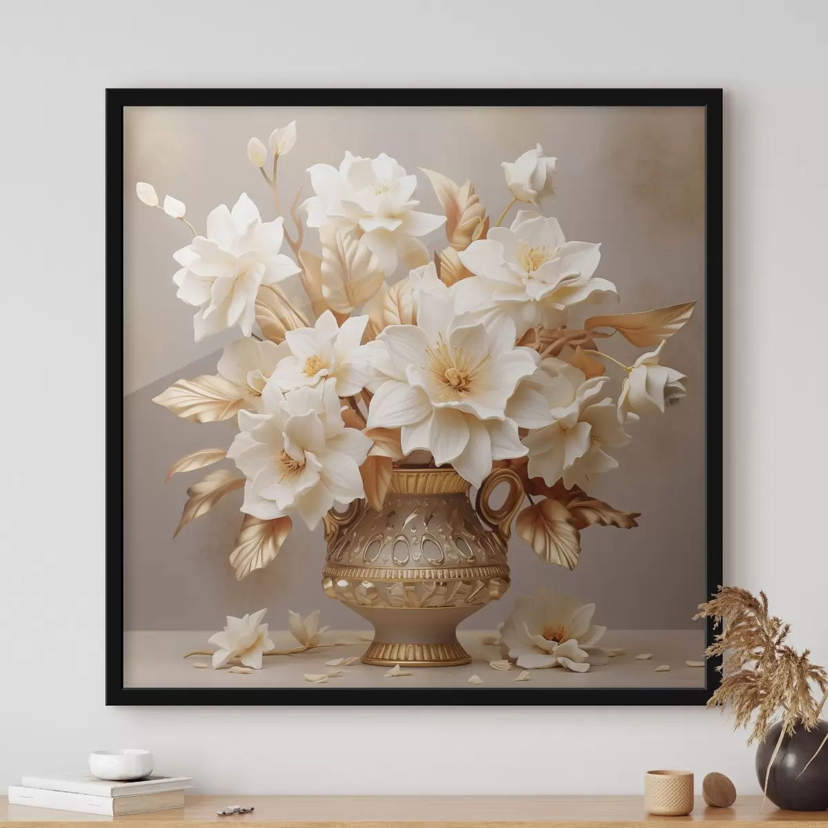 Plakāts Maigs pušķis klasiskā vāzē reālisma stilā f44237