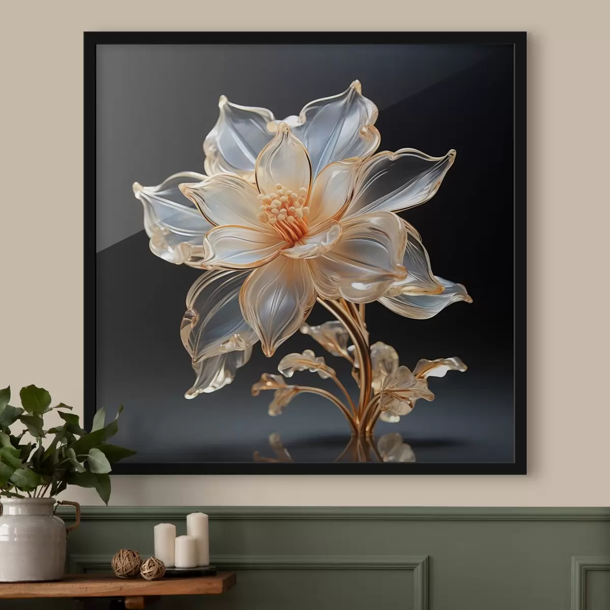 Plakāts Izsmalcināts caurspīdīgs zieds minimālisma stilā f44251