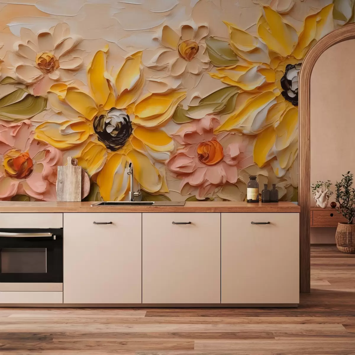 Fototapetes Spilgtas ziedu imitācijas triepienu ar otu w03898