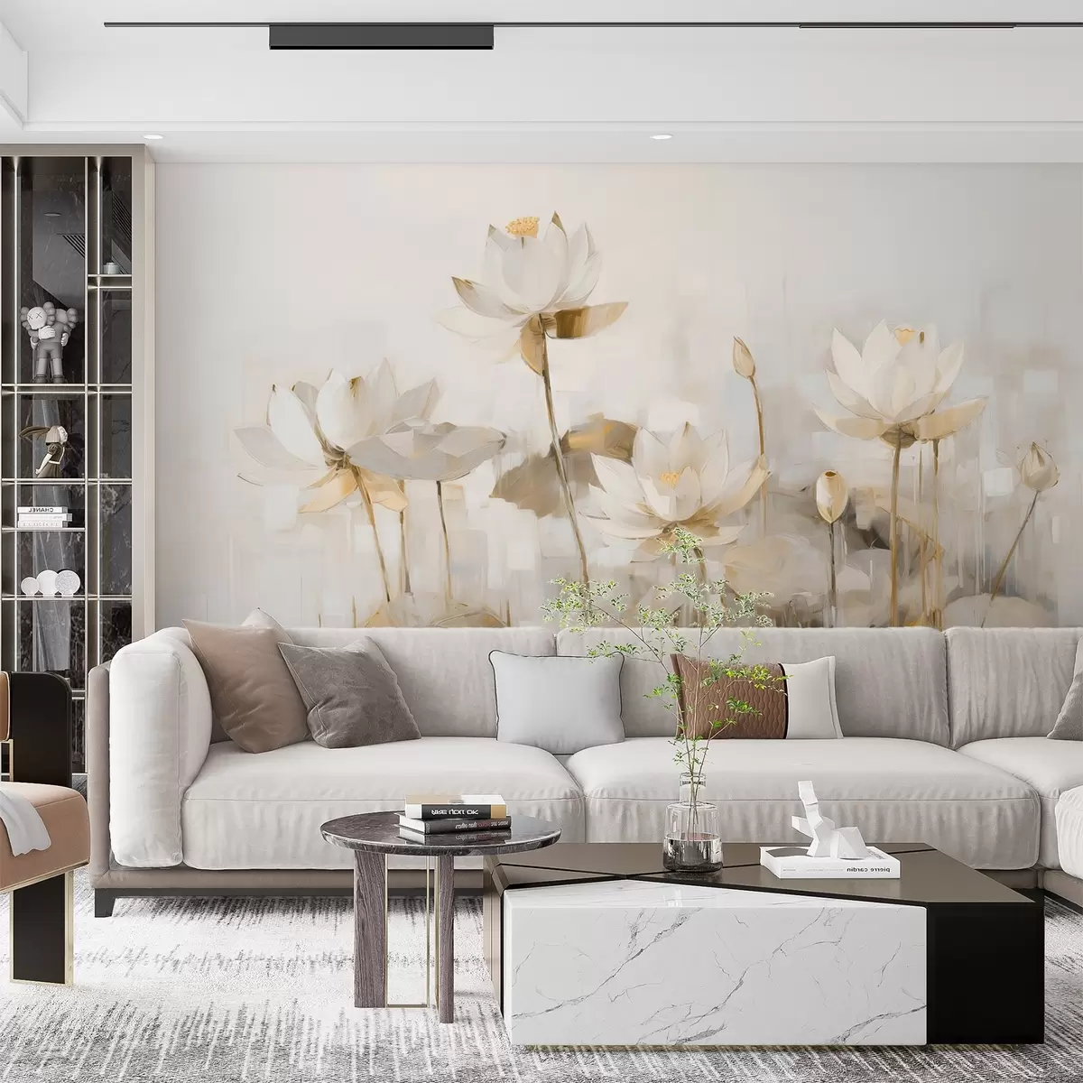 Fototapetes Ar akrilu apgleznoti maigi lotosa ziedi w09067v2