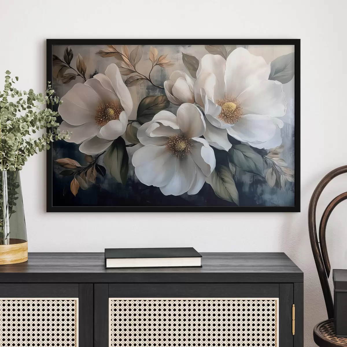 Plakāts Lieli ziedi uz vintage fona f44260