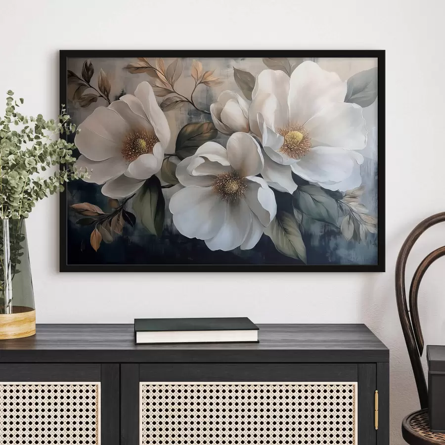 Fototapetes Lieli ziedi uz vintage fona f44260