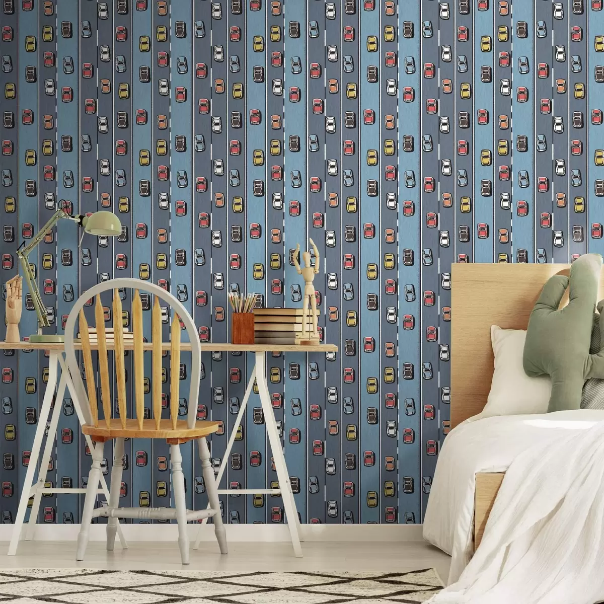 Tapetes Retro auto uz ceļa 60. gadu stilā a00118v1