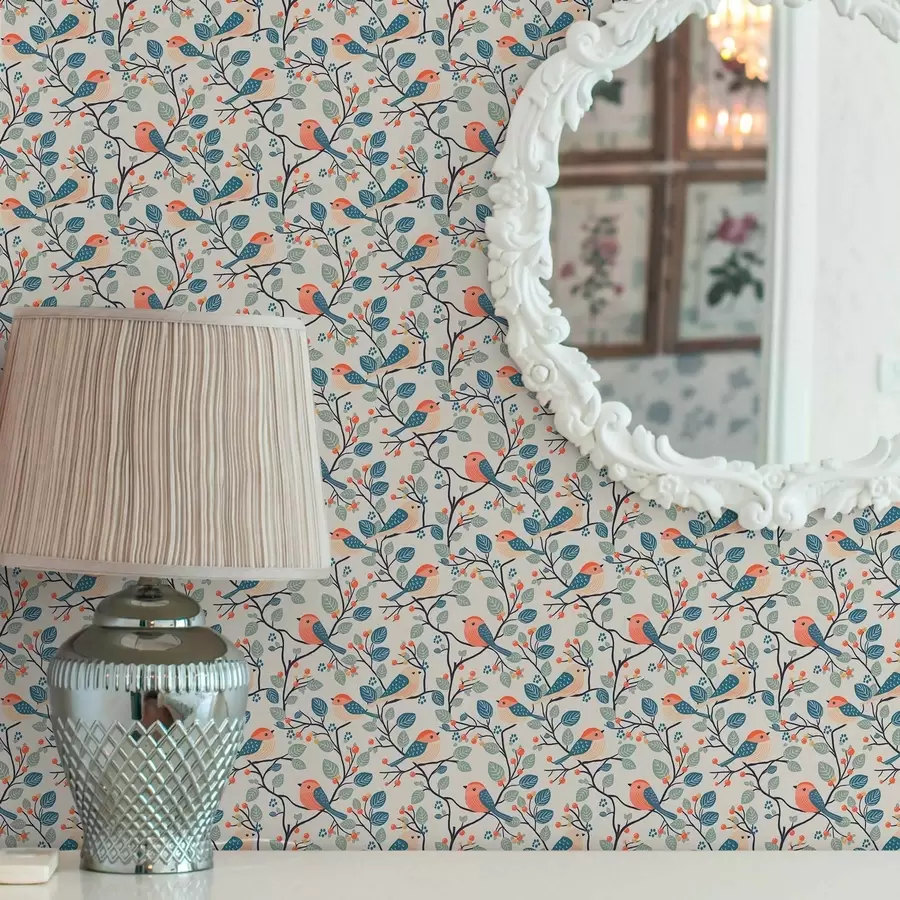 Fototapetes Putni uz zariem un ogas siltās krāsās a00128v1