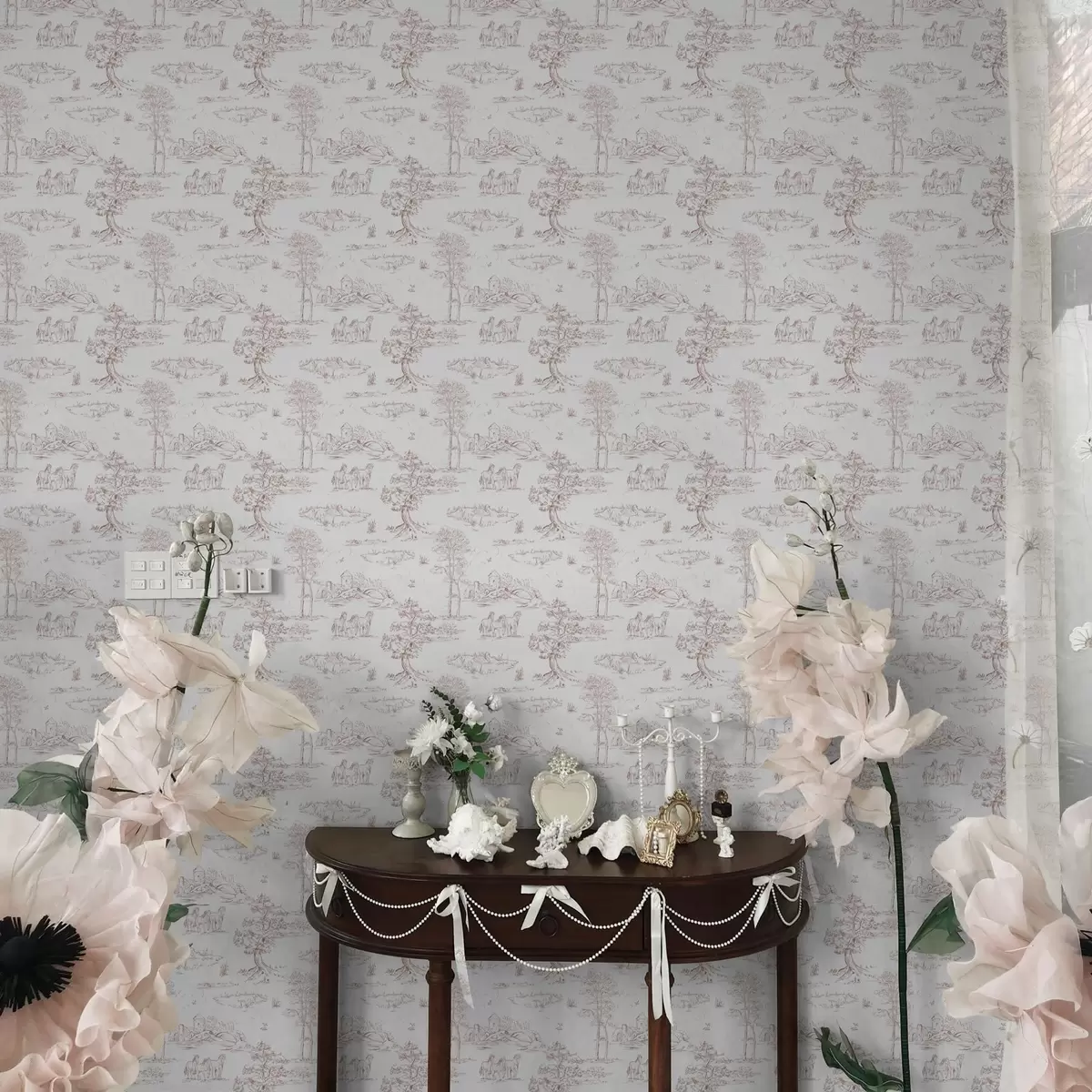 Tapetes Lauku ainava ar pili un zirgiem a00133