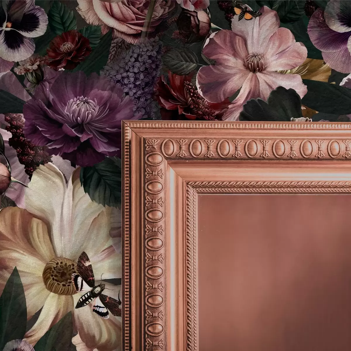 Tapetes Mākslas ziedu apdruka tumšās krāsās a00147