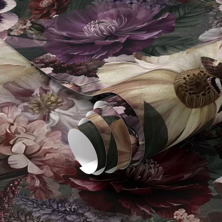 Fototapetes Mākslas ziedu apdruka tumšās krāsās a00147