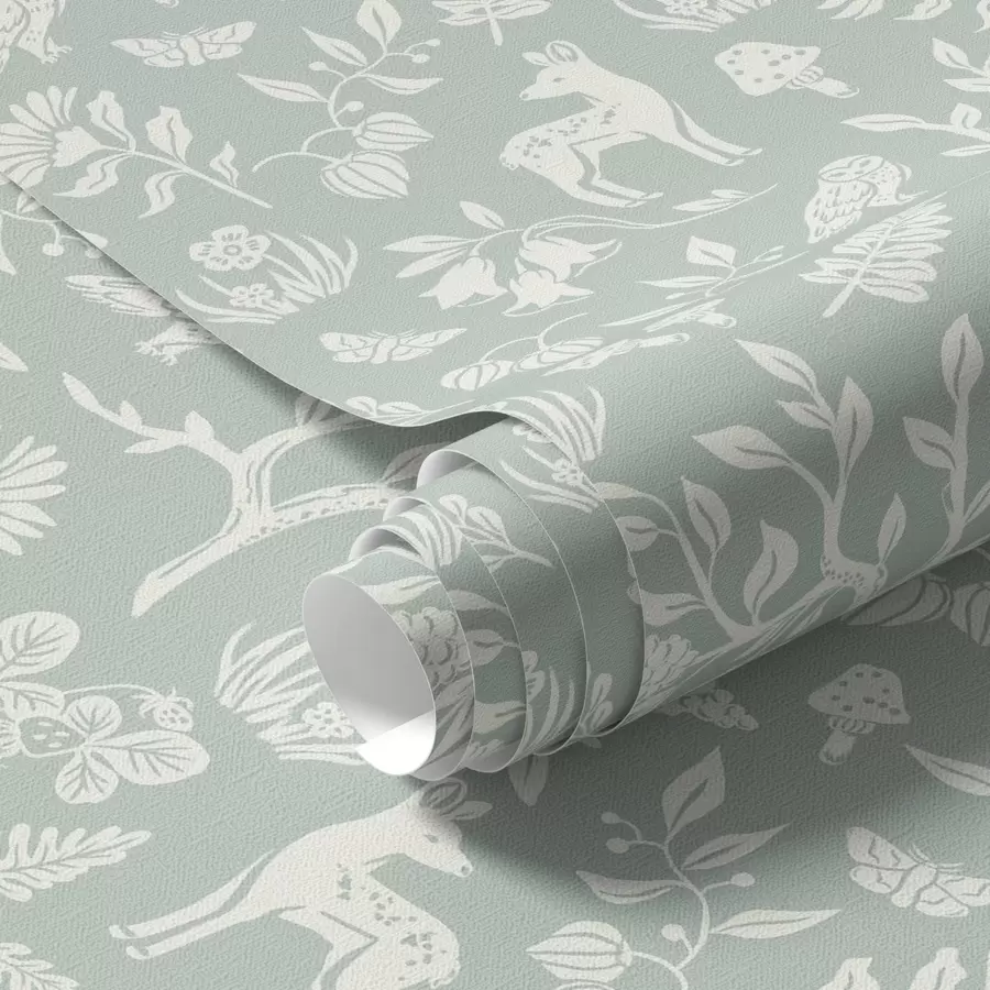 Fototapetes Skandināvijas dzīvnieki un augi uz piparmētru fona a00149