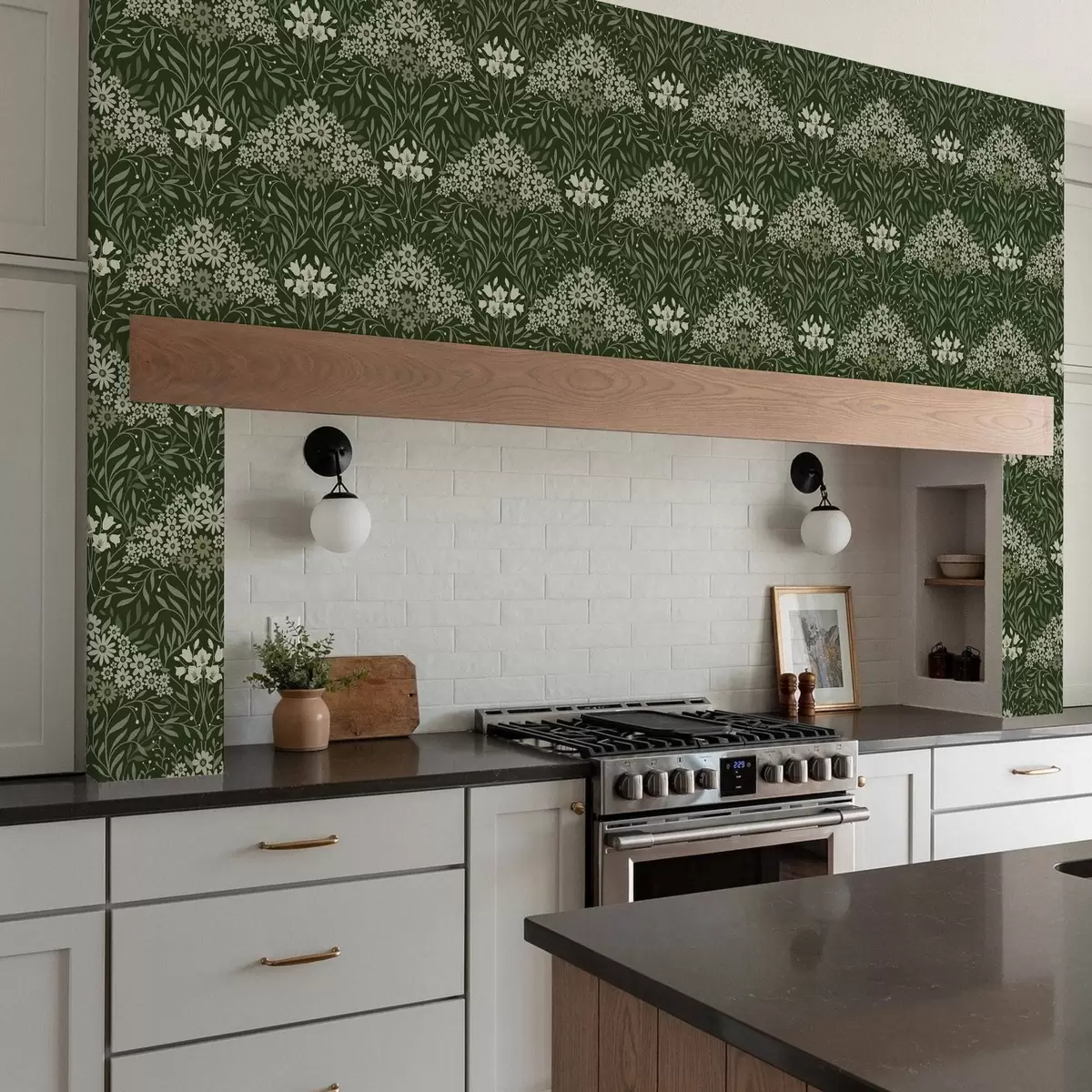 Tapetes Ziedu simetrija ar ziediem uz tumša fona a00153