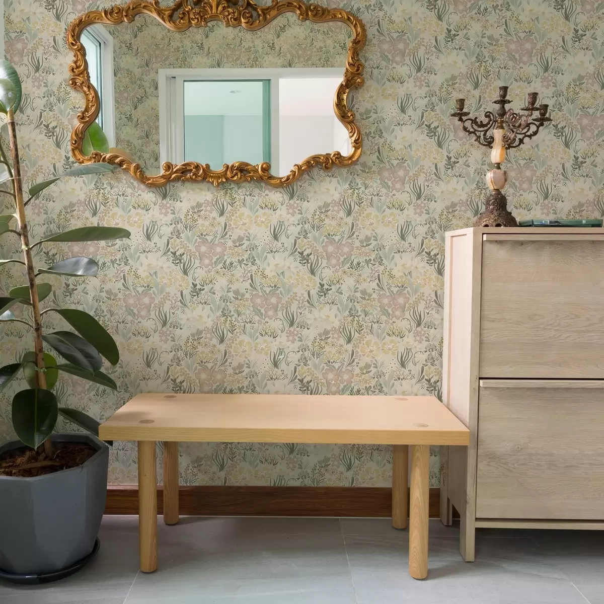 Tapetes Ziedu apdruka pasteļkrāsu paletē a00154v1