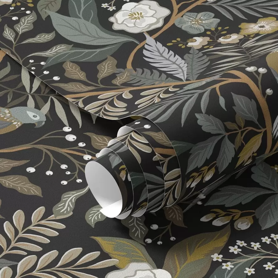 Fototapetes Putni starp zariem uz tumša fona a00161