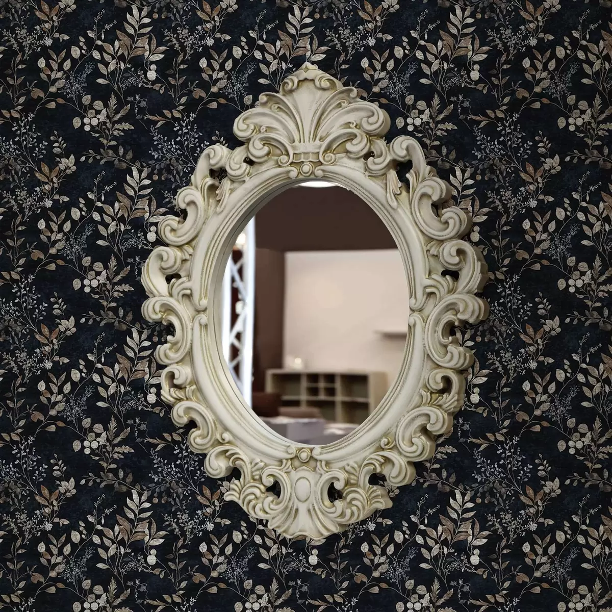 Tapetes Klasiska ziedu apdruka gaišās krāsās uz tumša fona a00166v2