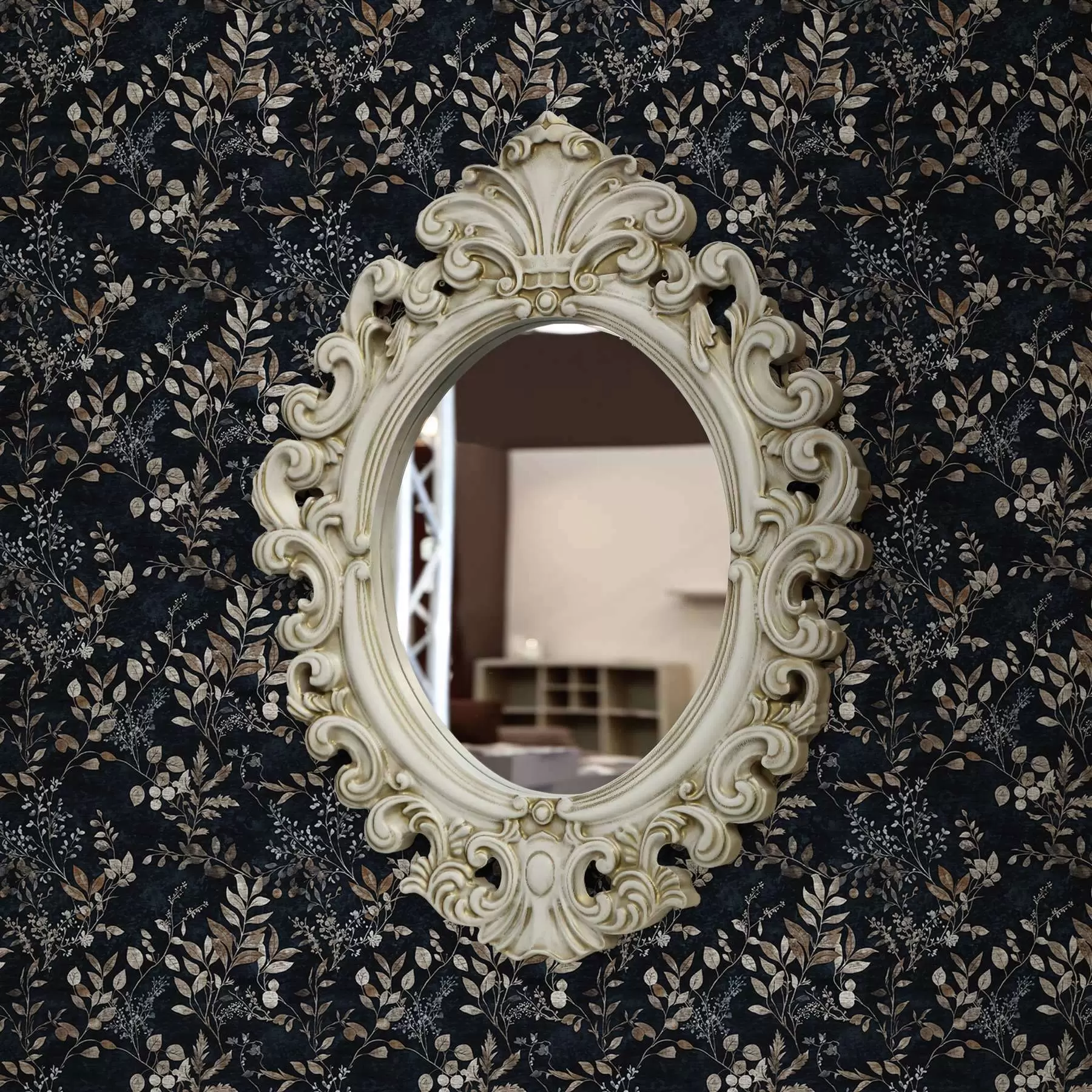 Fototapetes Klasiska ziedu apdruka gaišās krāsās uz tumša fona a00166v2