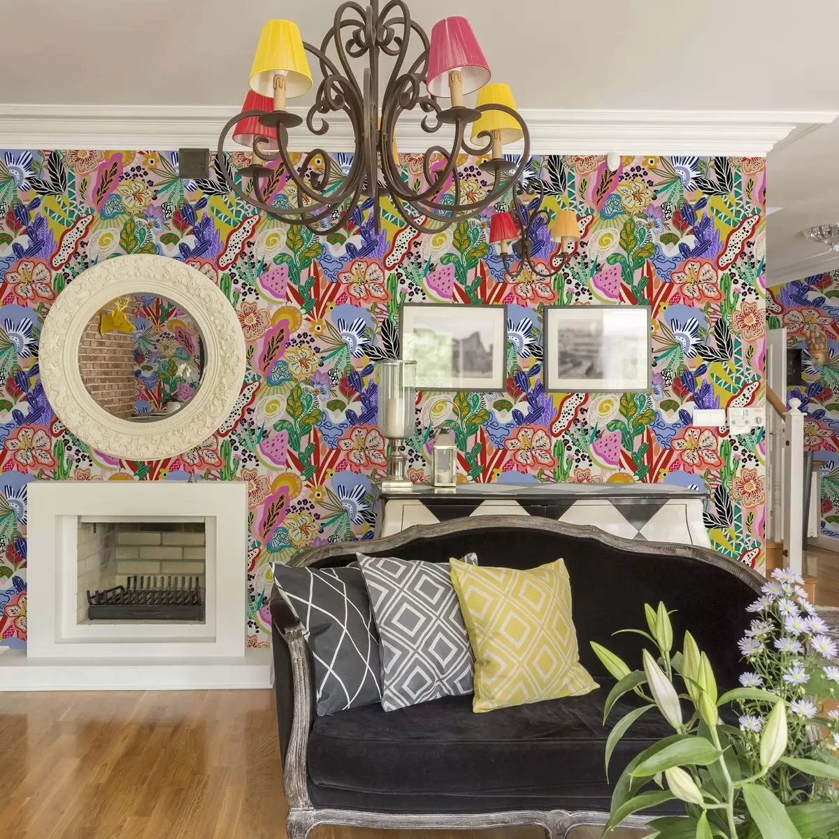 Tapetes Abstrakta ziedu apdruka popārta stilā a00167