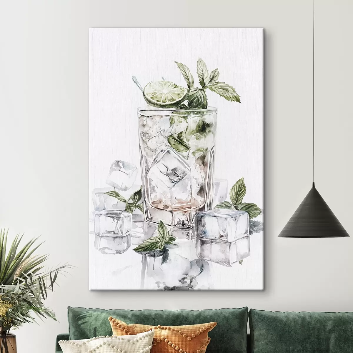 Glezna Mojito kokteilis, akvareļu stila dzērieni, piparmētra s44302