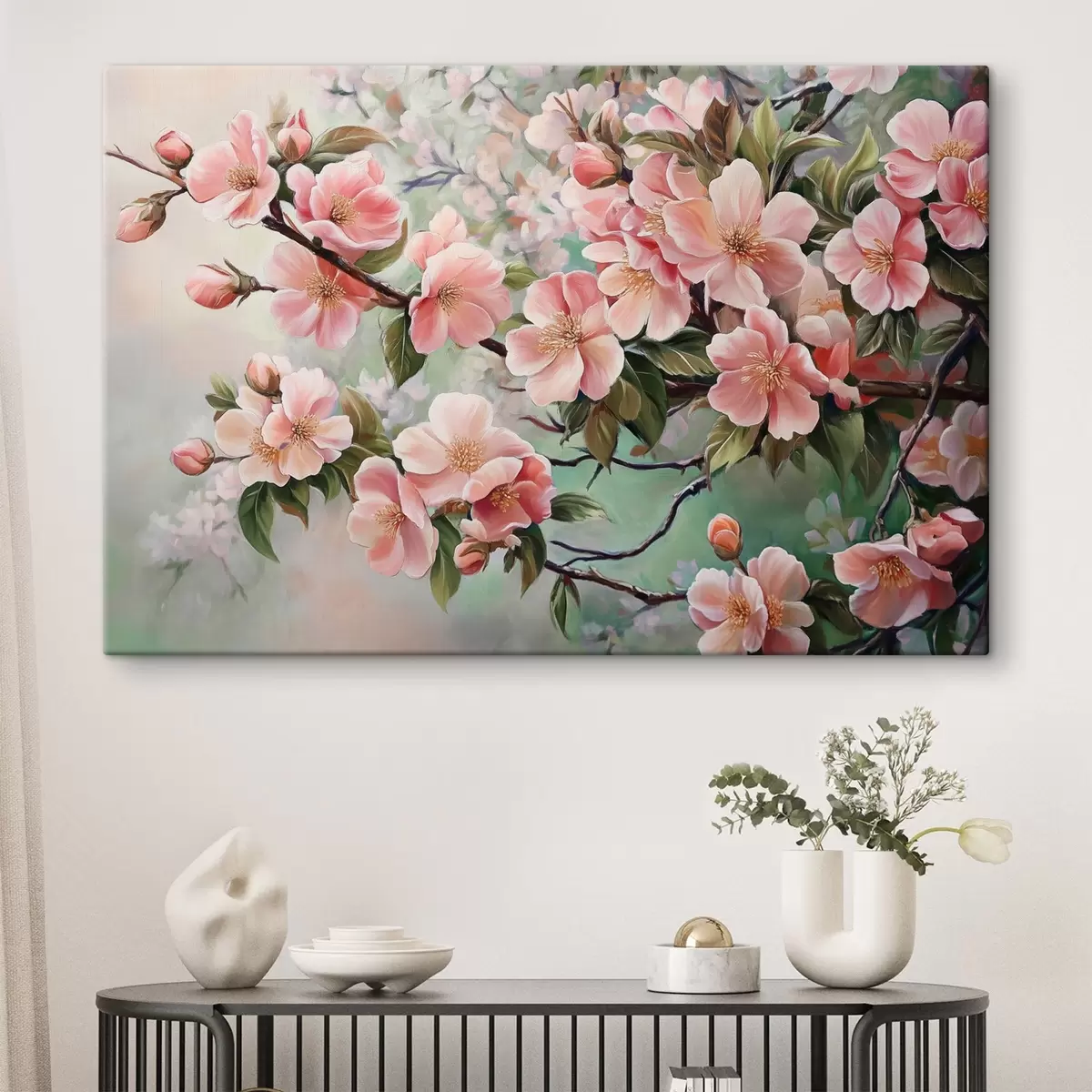 Glezna Ziedoši rozā koku zari s44327