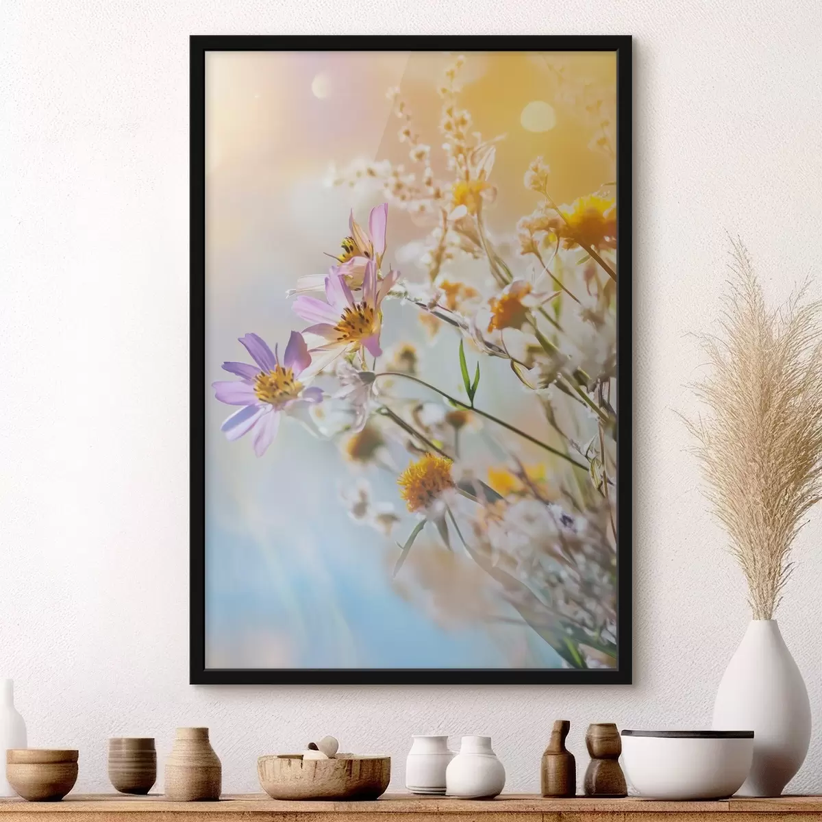 Plakāts Savvaļas ziedi uz spilgta fona f44314