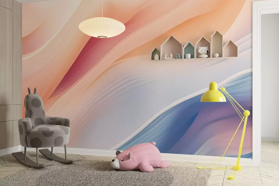 Fototapetes abstraktas plūstošas formas, ko iedvesmojis vējš un ūdens, ar rokām apgleznotas ar maigiem pasteļkrāsas gradientiem un smalku tekstūru, organiska kustība kā zīda palēninājums, bāls ziloņkaula fons, dabiska harmonija, bez priekšmetiem, bez simboliem, mūsdienīga poētiska tapešu kompozīcija w03942