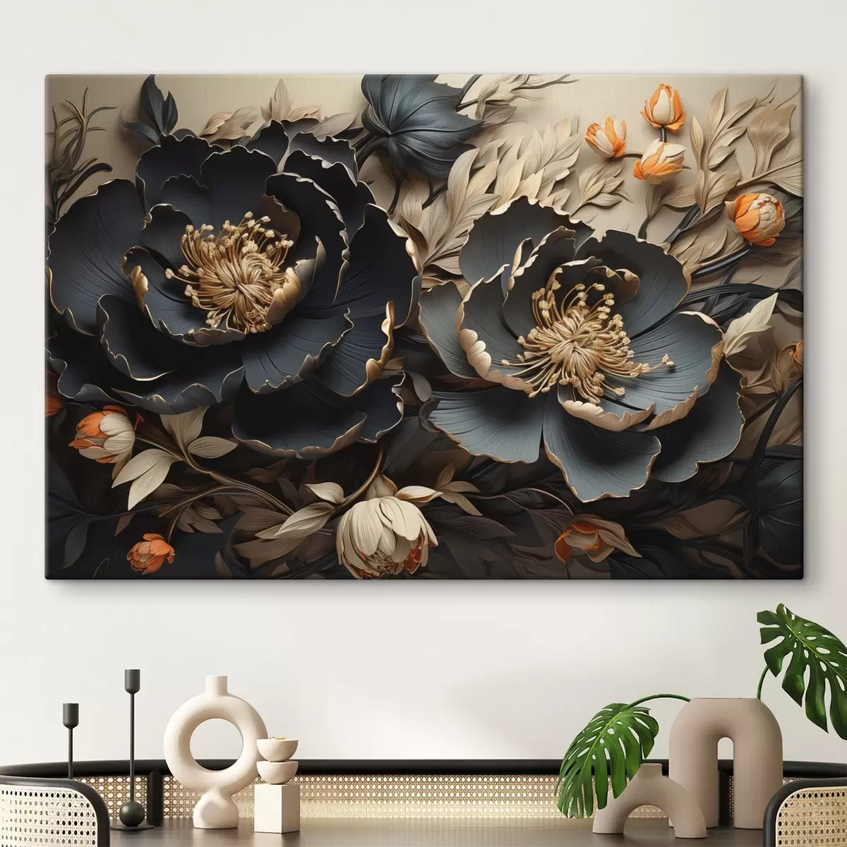 Glezna Lieli tumši ziedi s44378