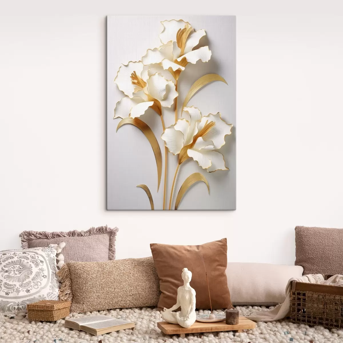 Glezna Krāšņu ziedu pušķis uz gaiša fona s44389