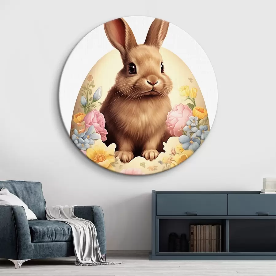 Glezna Zaķis akvareļu ziedos r44383