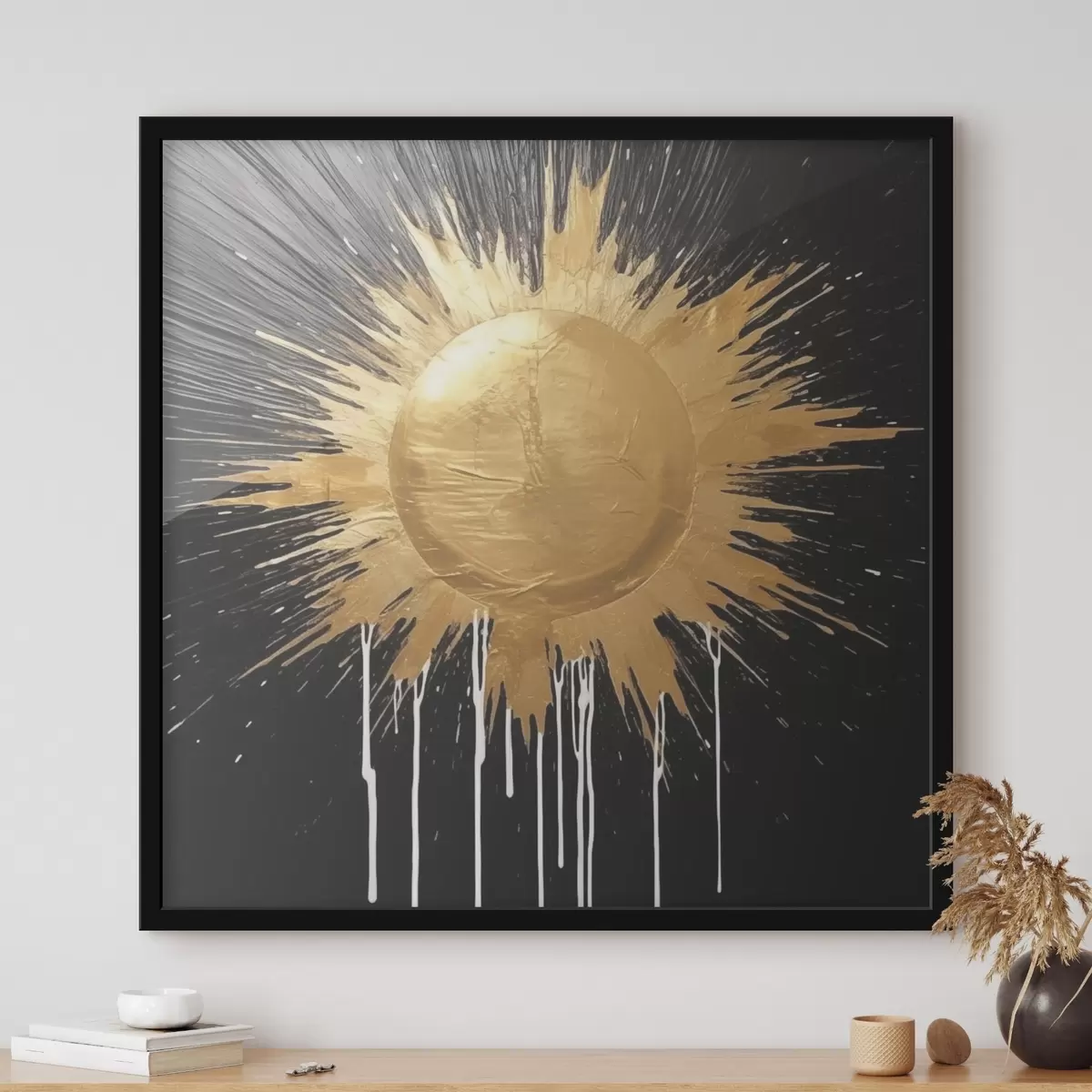 Plakāts Abstraktā dzeltenā saule f44281