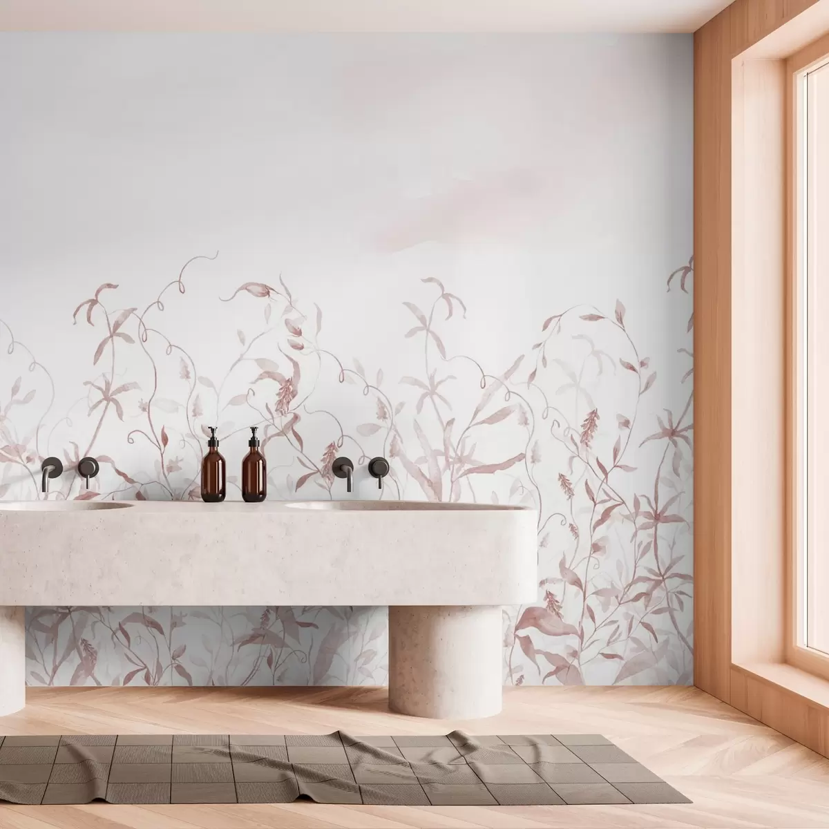 Fototapetes Veģetācijas imitācija, faktūras akvarelis, sarkani toņi w03928