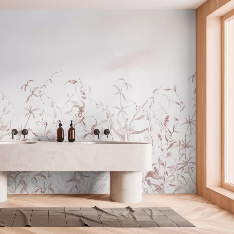 Fototapetes Veģetācijas imitācija, faktūras akvarelis, sarkani toņi w03928