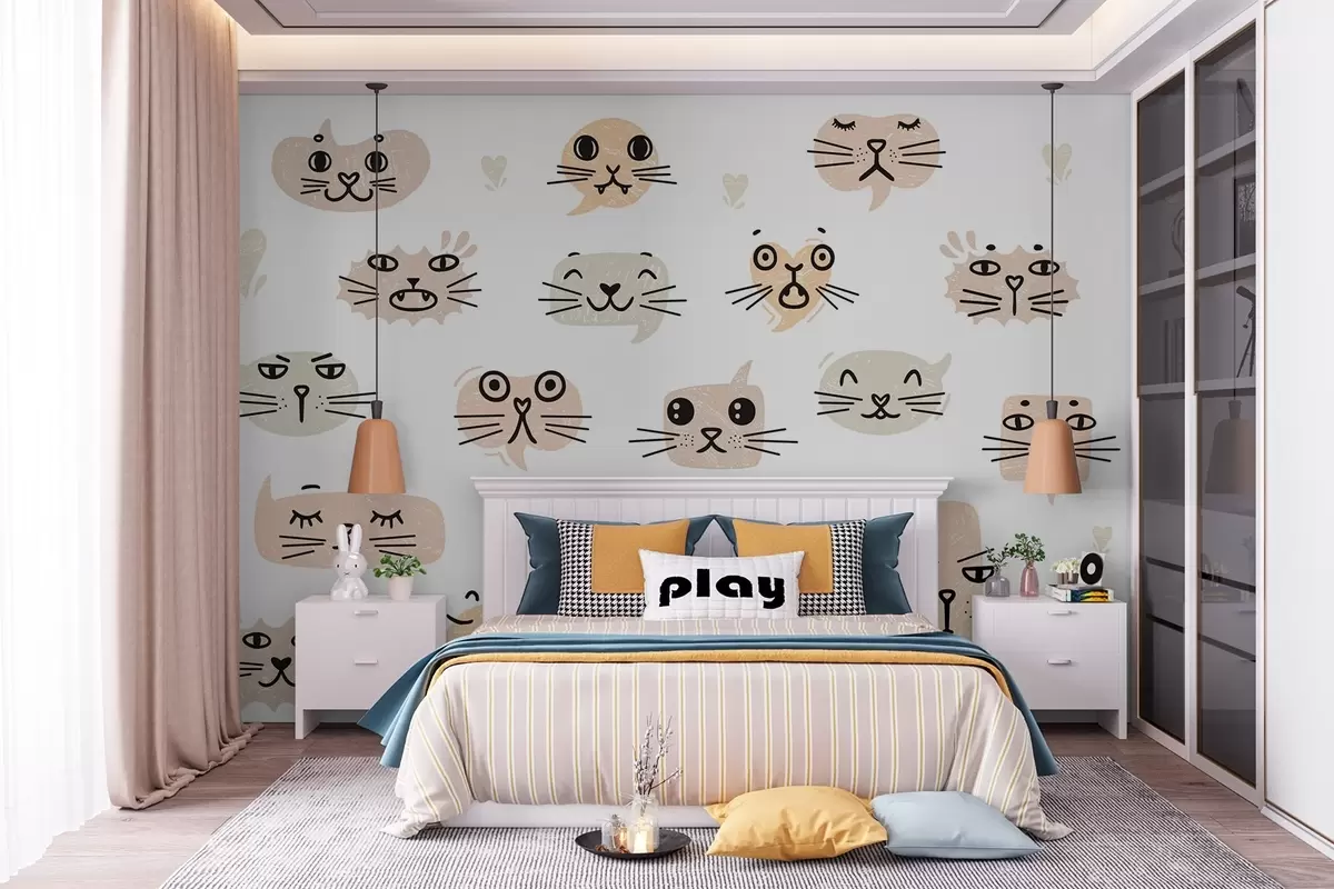 Fototapetes Kaķu sejas w03951