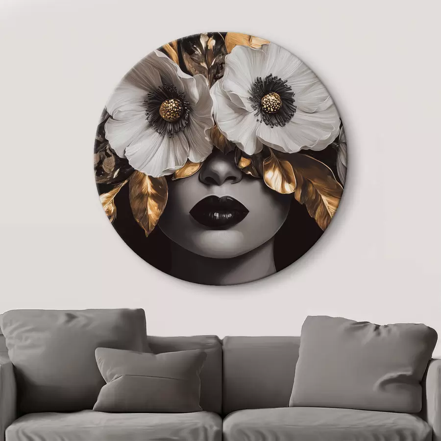 Glezna Daļēji abstrakts sievietes portrets ar ziediem r44365