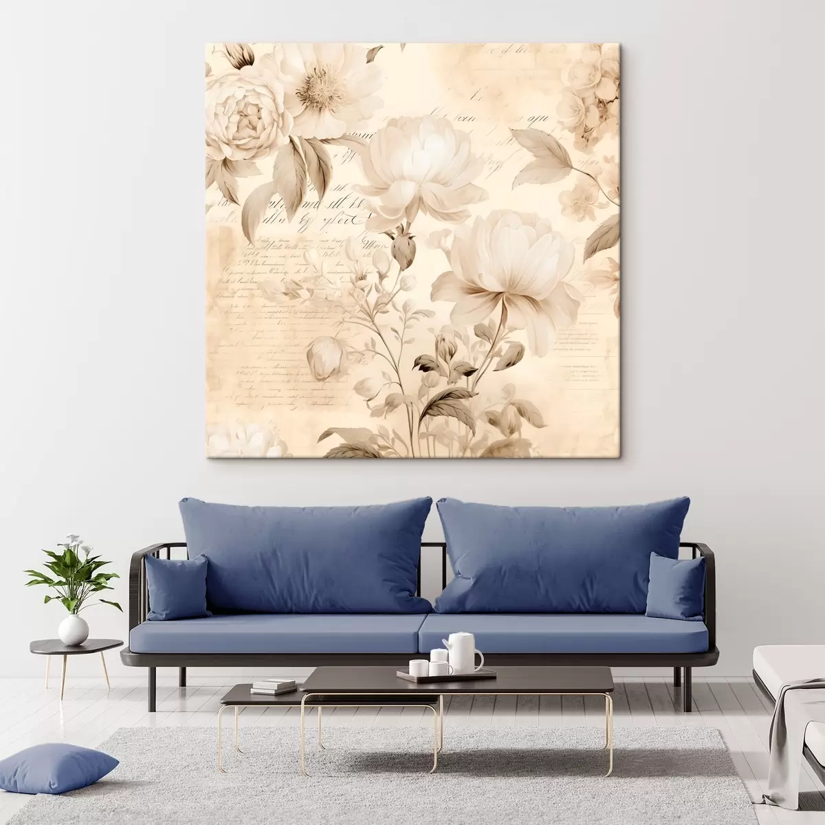 Glezna Vintage kompozīcija no krēmīgi baltiem ziediem s44332