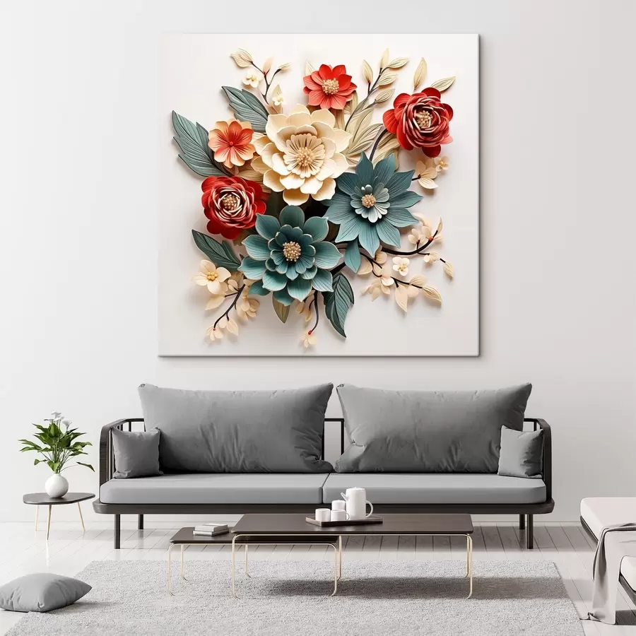 Glezna Spilgta un apjomīga 3D ziedu kompozīcija s44338