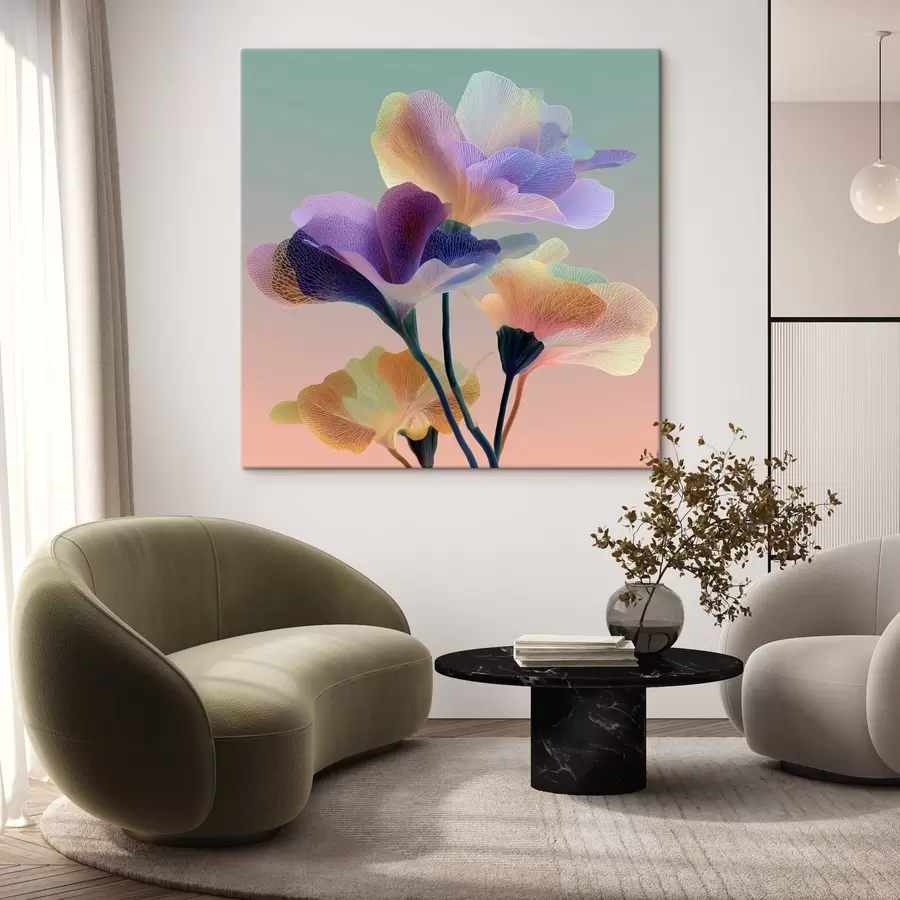 Fototapetes -Caurspīdīgi ziedi ar maigām dzīslām s44350