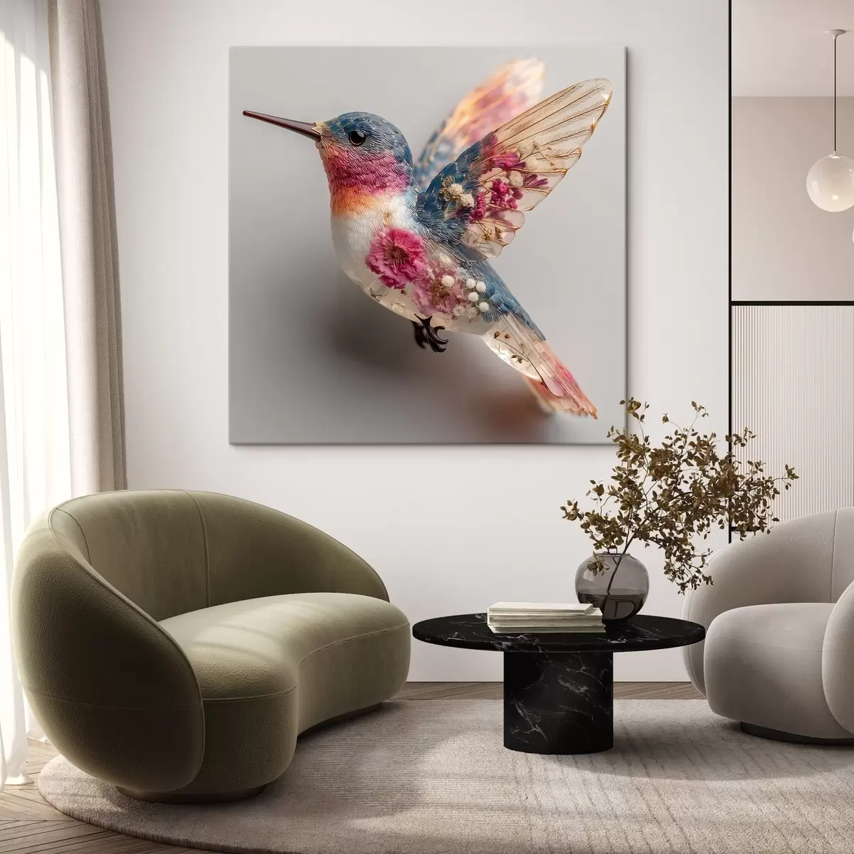 Glezna Kristāla vieglums ar ziedu sirds s44353