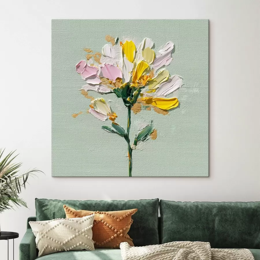 Glezna Saulains pušķis uz piparmētru fona s44354